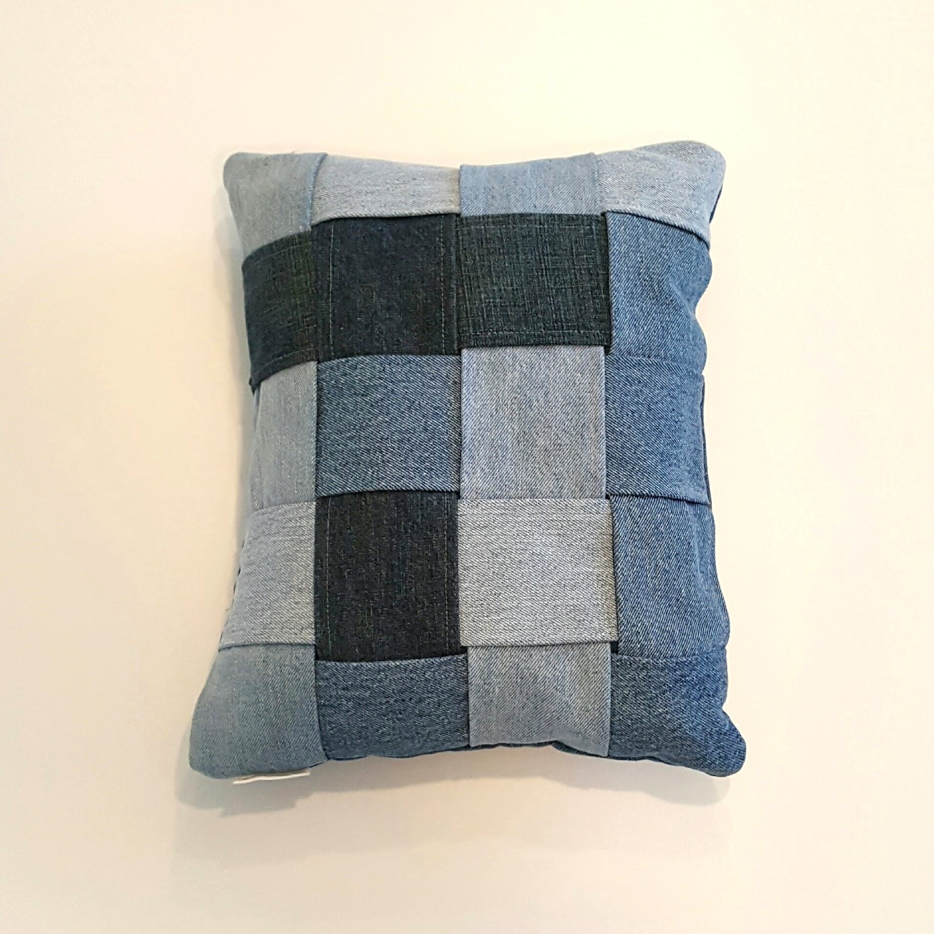 Denim Checkers Pillow-Linens-in2ition mercantile
