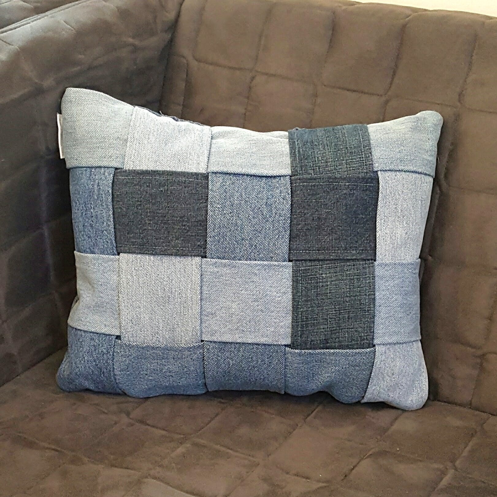Denim Checkers Pillow-Linens-in2ition mercantile
