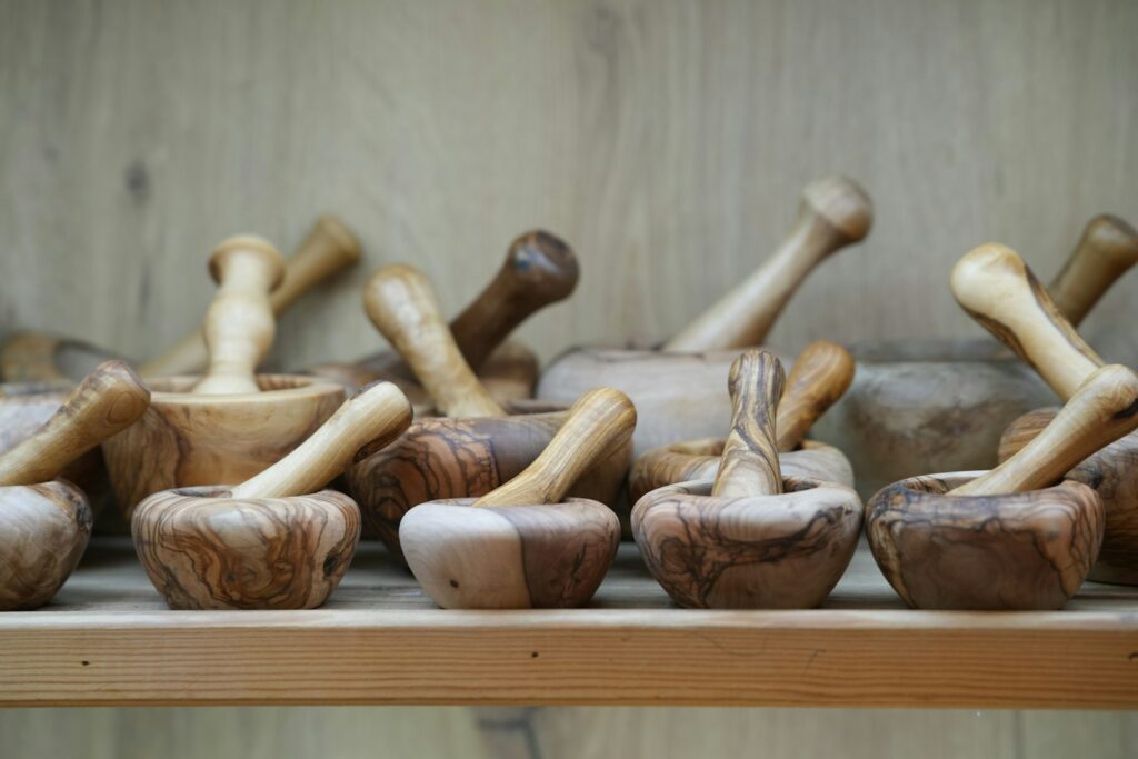 Hand Carved Wood Mortar & Pestle